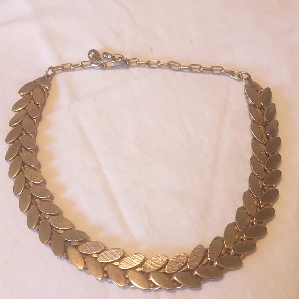 Silvertone Double Leaf Choker #203 - Picture 2 of 6